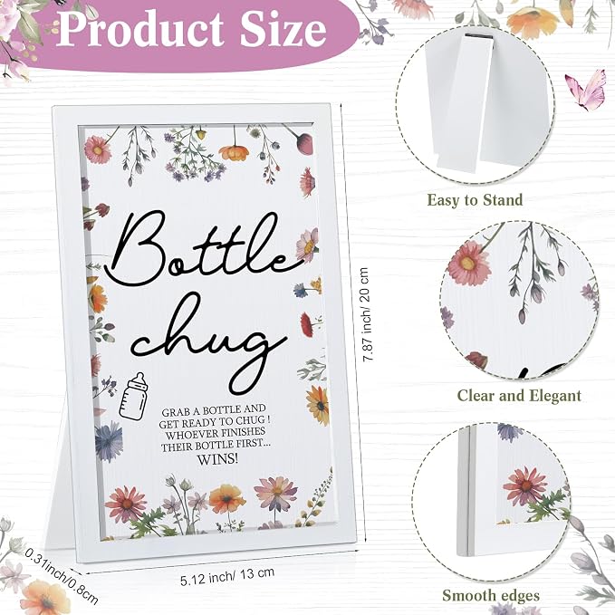 Roowest Bottle Chug Baby Shower Game Favors Including Wideflower Theme Wooden - Image 2
