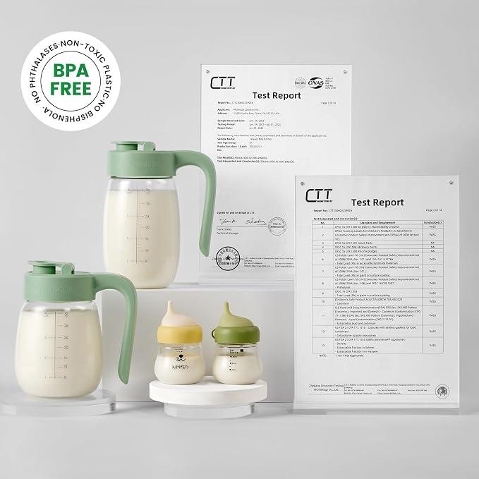 Breast Milk Pitcher Glass Resistant to Heat and Cold, 32 oz Leak-Proof Formula - Image 2
