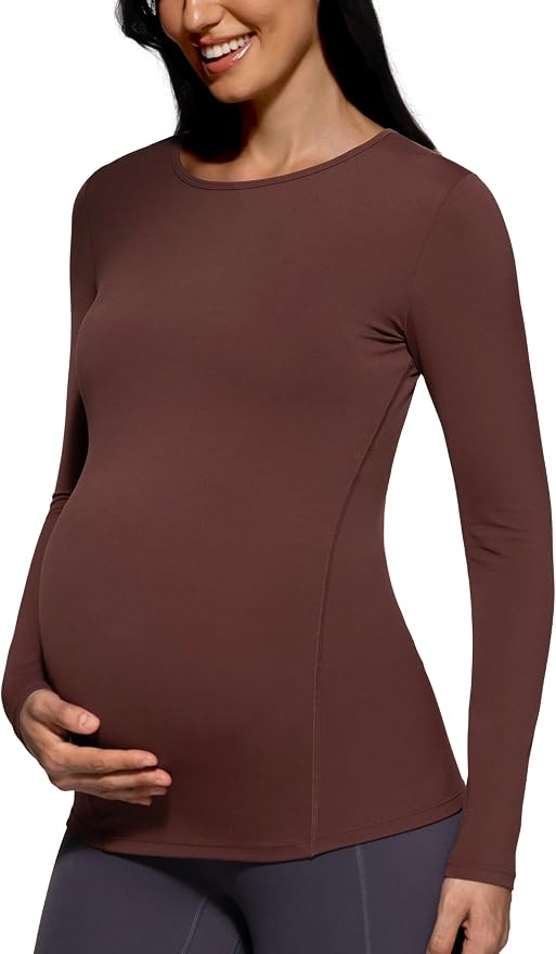 POSHDIVAH Women's Maternity Long Sleeve T Shirts Scoop Neck Pregnancy Tee Top by Poshdivah