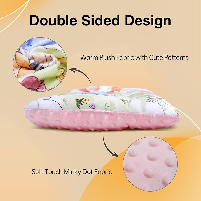 Reidio 1Pcs Toddler Pillow Double Sided Warm Plush & Minky Dot Fabric Kids - Image 3