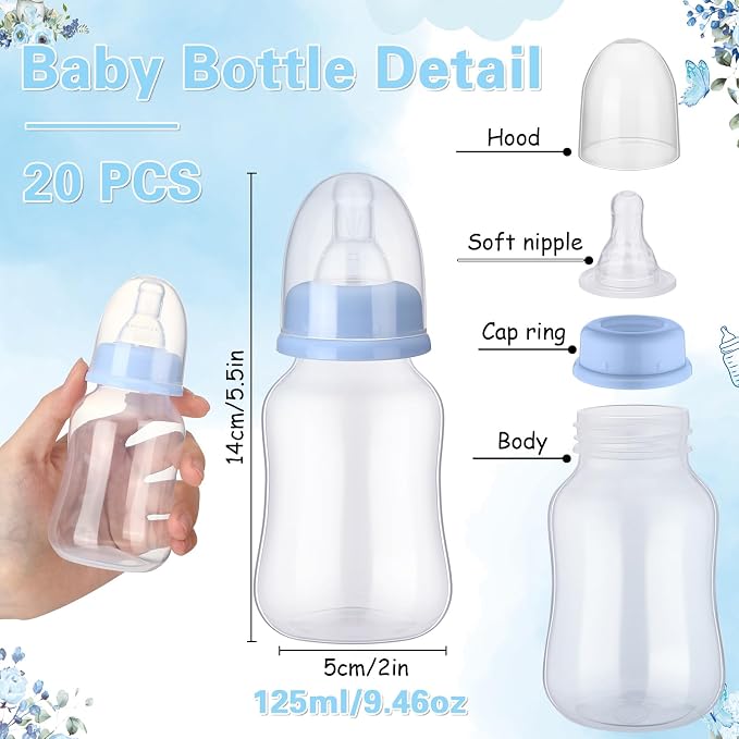 TrelaCo Bottle Chug Baby Shower Game Sign 20 Pcs Baby Bottles Shower Favor - Image 3