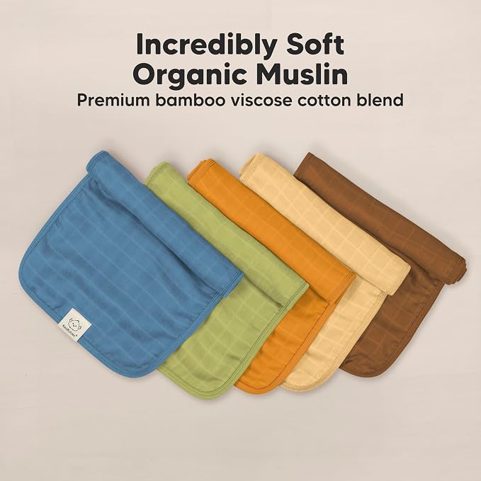 5-Pack Cotton Muslin Burp Cloths Baby Girls, Boys - Image 4