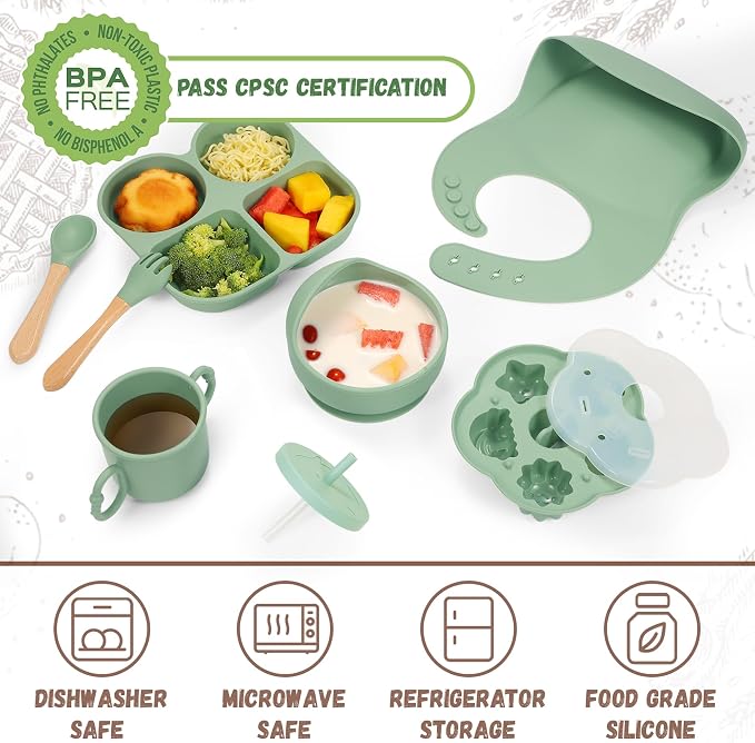 Silicone Baby Feeding Set, Baby Led Weaning Supplies, Baby Food Tableware - Image 2