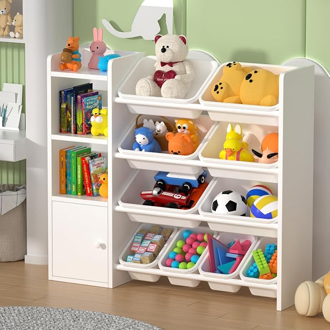 Toy Storage Organizer with 3 Shelves 1Lockers and 10 Bins, Toy Organizers by Unknown