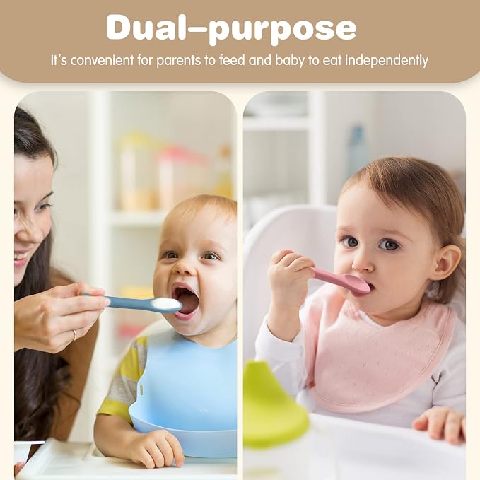 Aedida 5-Piece Silicone Baby Feeding Spoons, Infant Spoon Set Bendable Spoons - Image 6