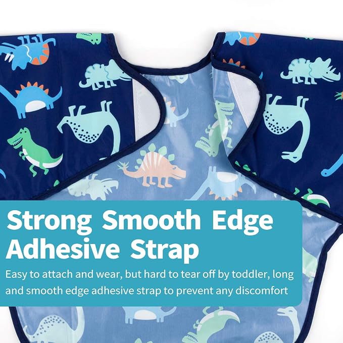 Baby Noah 3 Pack Long Sleeve Bib, Toddler Mess Free & Waterproof Shirt Bibs - Image 5