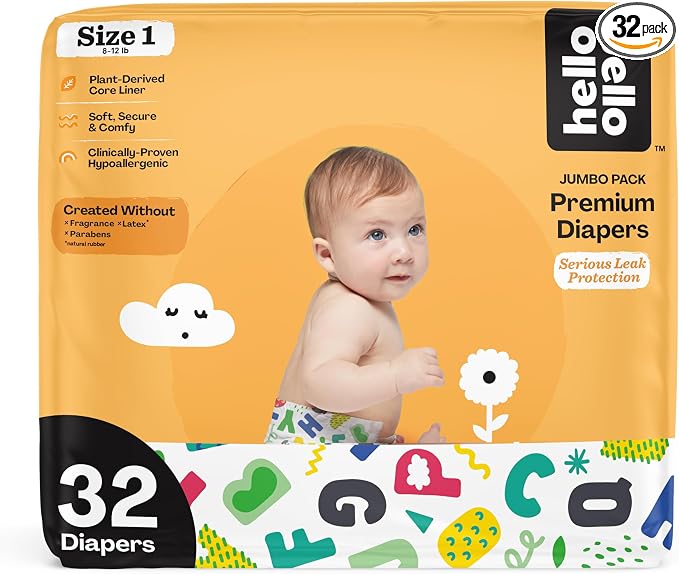 Hello Bello Premium Baby Diapers Size 1, Extra-Absorbent, Hypoallergenic Baby by HelloBello