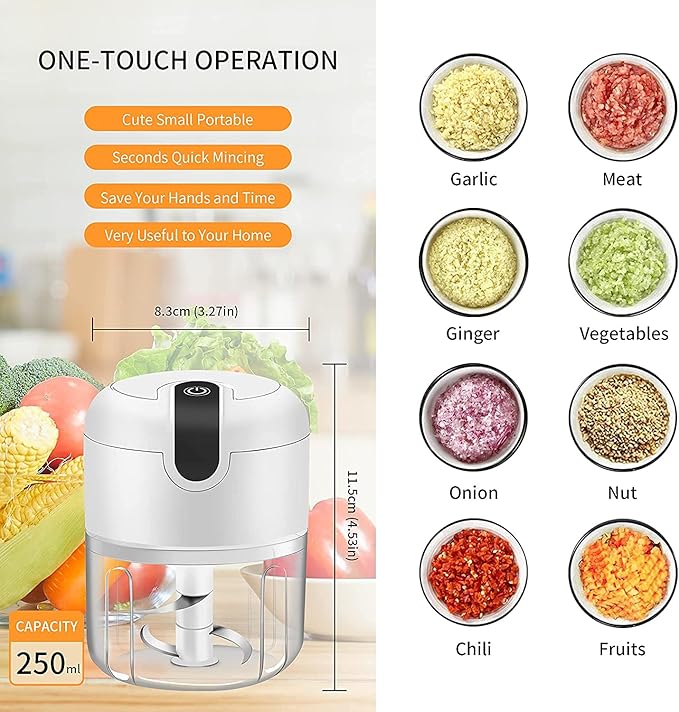 Electric Mini Garlic Chopper, Food Processor, Portable Cordless Garlic Mincer - Image 6