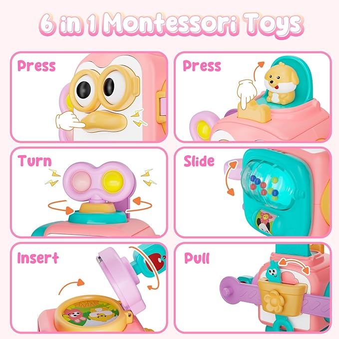 Montessori Toys for 1 Year Old Girl, Busy Board Cube for Girls, Baby Travel - Image 3