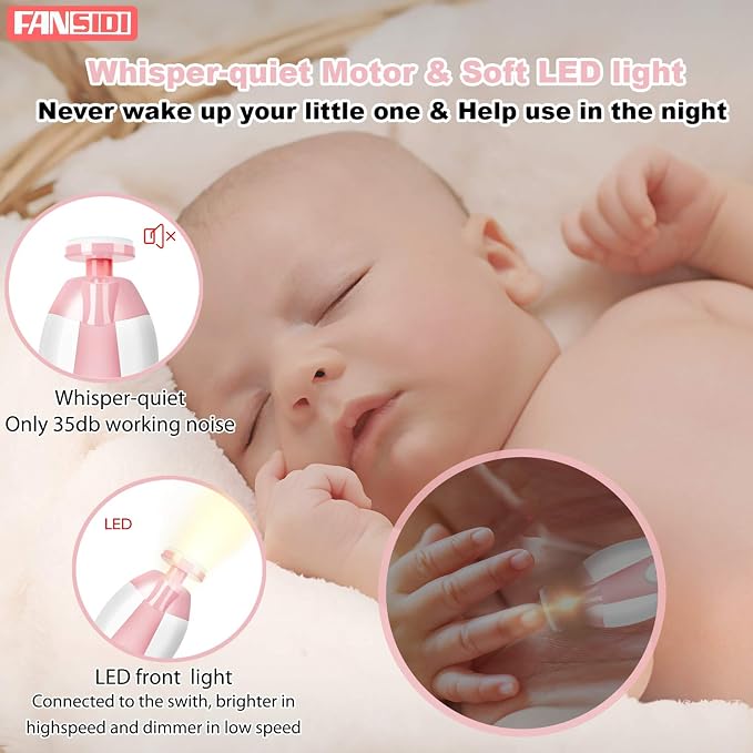 FANSIDI Baby Nail File Electric Nail Trimmer Safe Baby Nail Clippers Manicure - Image 3
