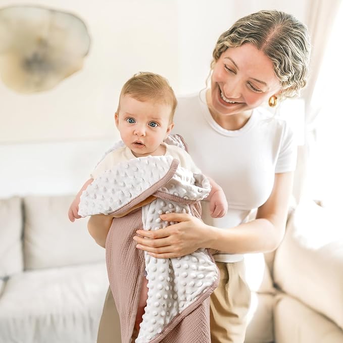 lulumoon Baby Blanket for Newborn Receiving: Minky Dot & Muslin Lightweight - Image 6