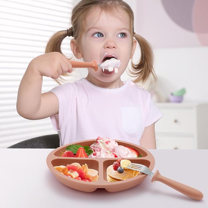 Silicone Baby Feeding Set, 2 Pack Divided Suction Plates - Image 3