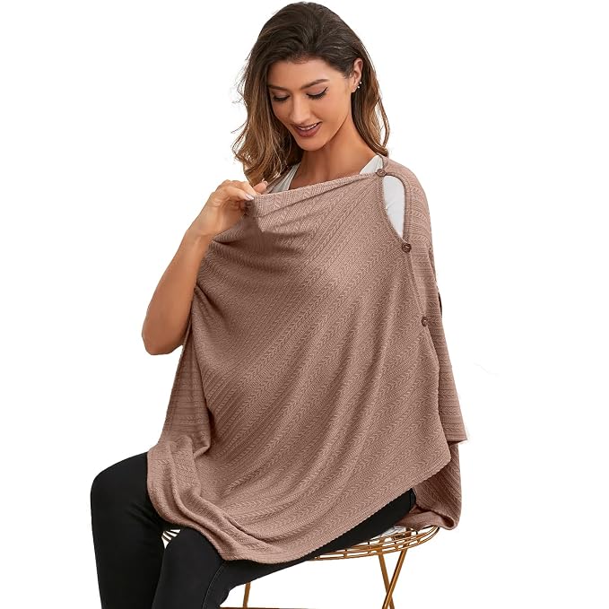 Nursing Cover for Baby Breastfeeding, Organic Cotton Knit Breastfeeding Cover - Image 3