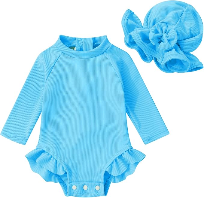 YOUNGER TREE Infant Baby Girls Swimsuit Long Sleeve Swimsuits One Piece by YOUNGERTREE