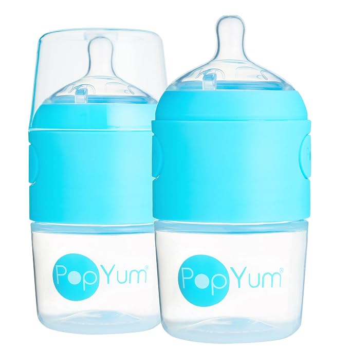 PopYum 5 oz Blue Anti-Colic Formula Making/Mixing/Dispenser Baby Bottles by PopYum