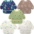 Accmor 5 Pack Long Sleeve Bibs, Baby Smock Waterproof Sleeved Bib Smock by Accmor