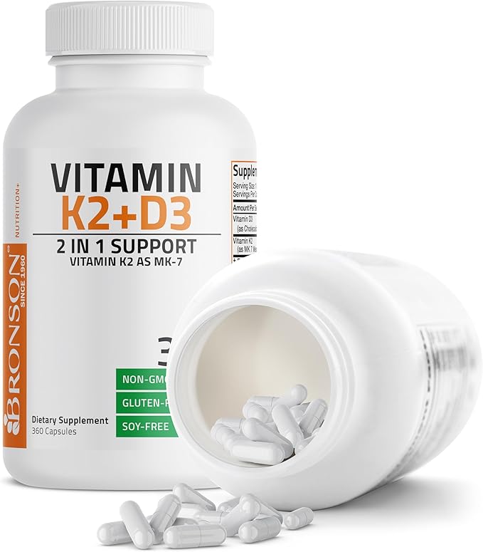 Bronson Vitamin K2 with D3 Supplement Non-GMO Formula 5000 IU Vitamin D3 & 90 - Image 6
