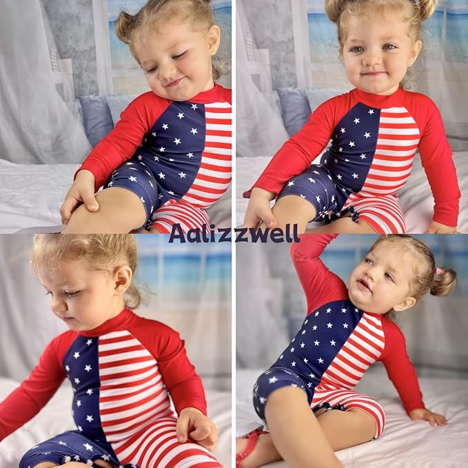 Aalizzwell Baby Girls Long Sleeve One Piece Bathing Suit - Image 2