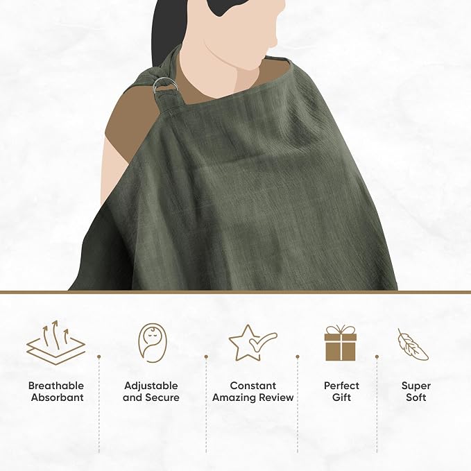 MOZAH 100% Organic Cotton Muslin Nursing Cover - Image 4
