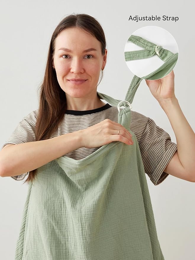 TILLYOU Muslin Nursing Cover for Baby Breastfeeding, 100% Cotton Breathable - Image 4