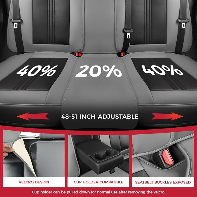 FREESOO Car Seat Covers Full Set, Leather Seat Covers - Image 4
