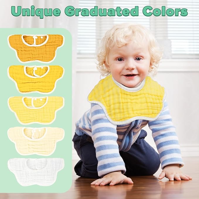 Baby Bibs Muslin Bibs for Baby Girl Boy for Drooling and Teething 10 Pack - Image 3