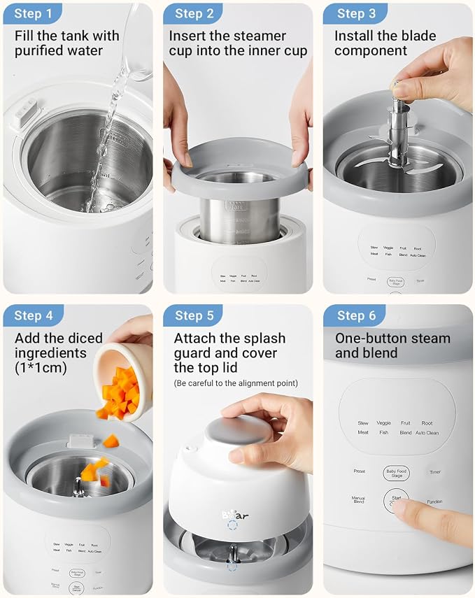 Bear NutriEase AllStage Stainless Steel Baby Food Maker Steamer and Blender - Image 9