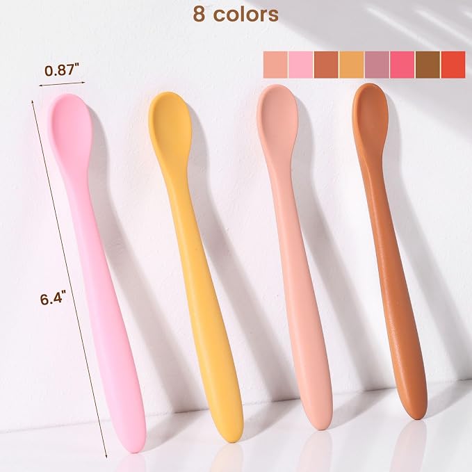 HANSGO 8-Piece Silicone Baby Spoons, First Stage Infant Self Feeding Spoons - Image 2