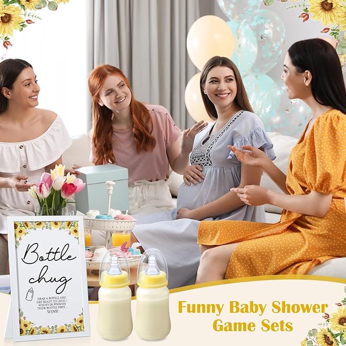 Roowest Bottle Chug Baby Shower Game Favors Including Sunflower Theme Wooden - Image 7