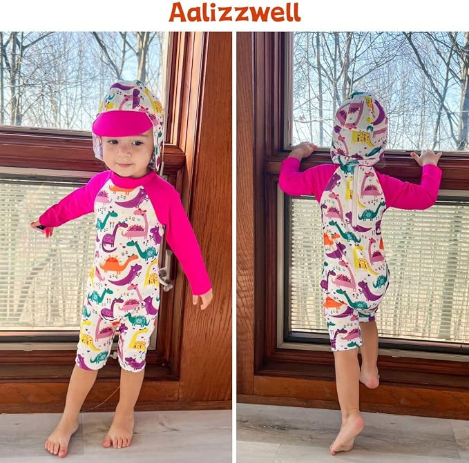 Aalizzwell Baby Girls Long Sleeve One Piece Bathing Suit - Image 2