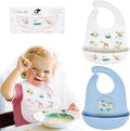 2 Pack Silicone Baby Bibs Adjustable Fit Waterproof Bib by BebeFavour