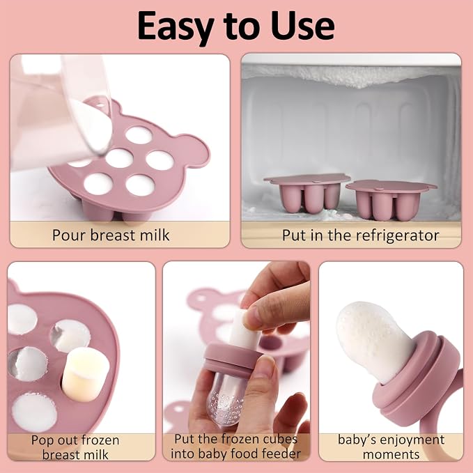 Silicone Baby Fruit Food Feeder & Mini Freezer Nibble Tray, Breastmilk Popsicle - Image 2