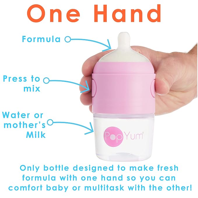 PopYum 5 oz Pink Anti-Colic Formula Making/Mixing/Dispenser Baby Bottles - Image 2