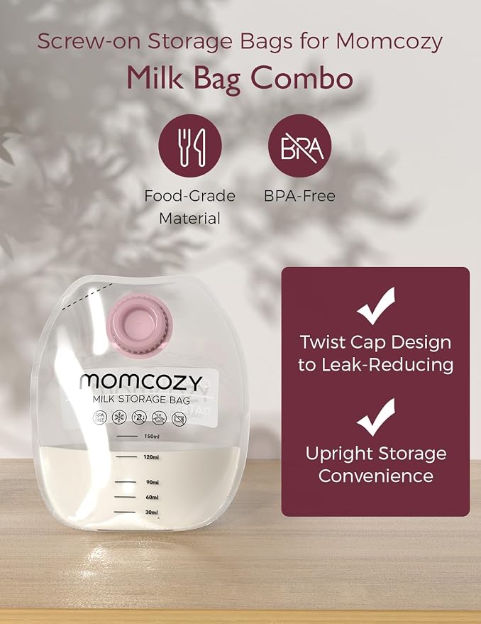 Momcozy Screw-on Breastmilk Storage Bags, 48 Ct, Holds 5 oz, Disposable & BPA - Image 2