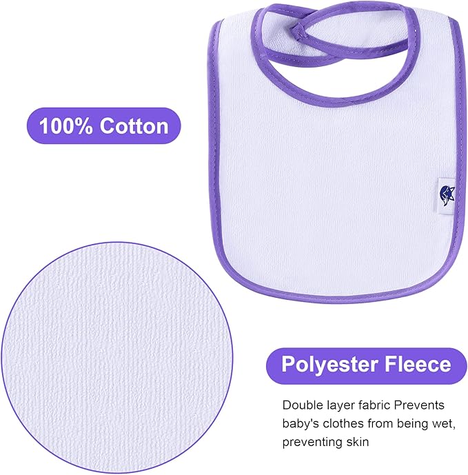12 Pack Terry Drool Cotton Bibs, Unisex Baby Bibs - Image 3