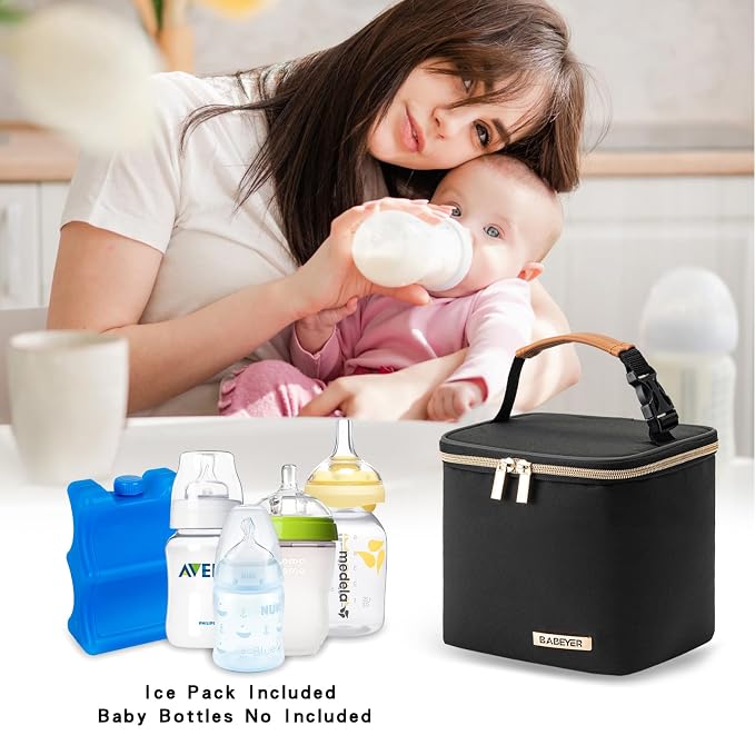 Insulated Bottle Bag with Ice Pack Fits 4 Large Baby Bottles Up to 5 Ounce - Image 6