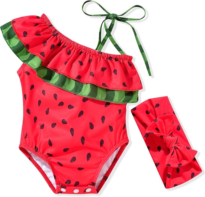 Toddler Baby Girls Ruffles Bikini One Piece Swimsuits Floral Off Shoulder by HINTINA