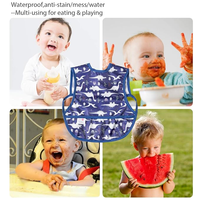 Joyo roy Mess Proof Baby Bibs 6-12 Months Waterproof Toddler Baby Boy Bibs - Image 6