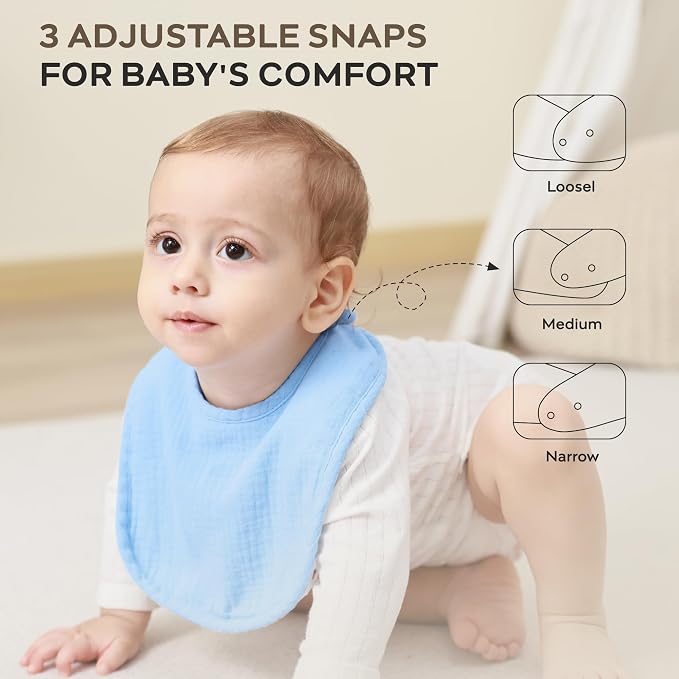 JELLYMONI 8 Pack Muslin Drool Bibs - Image 3