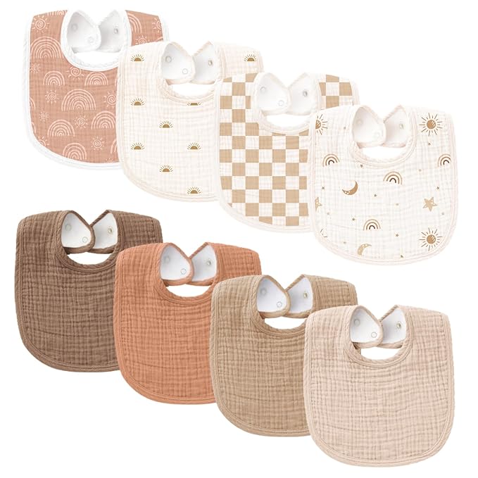 Konssy Muslin Baby Bibs 8 Pack Baby Bandana Drool Bibs Cotton by Konssy