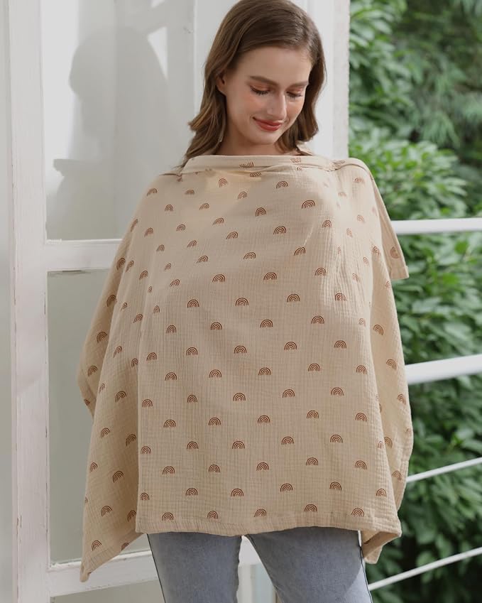 Muslin Nursing Cover for Baby Breastfeeding, Breathable 100% Cotton - Image 2