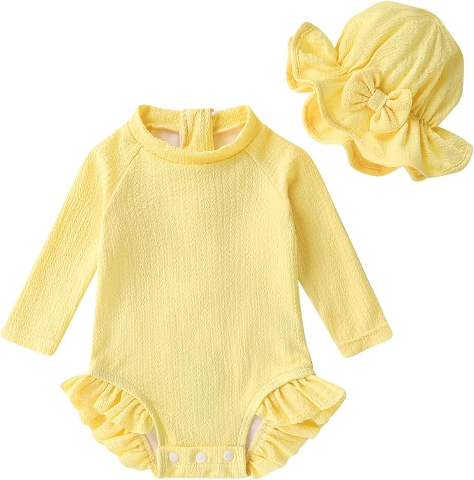 YOUNGER TREE Infant Baby Girls Swimsuit Long Sleeve Swimsuits One Piece by YOUNGERTREE