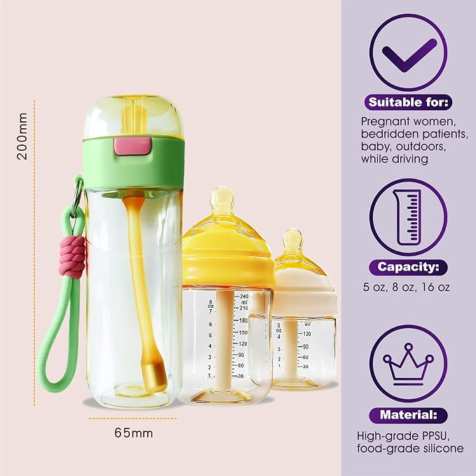 PPSU Pregnancy Water Bottle and Baby Bottle Set, Patented Leak-Proof Design - Image 7