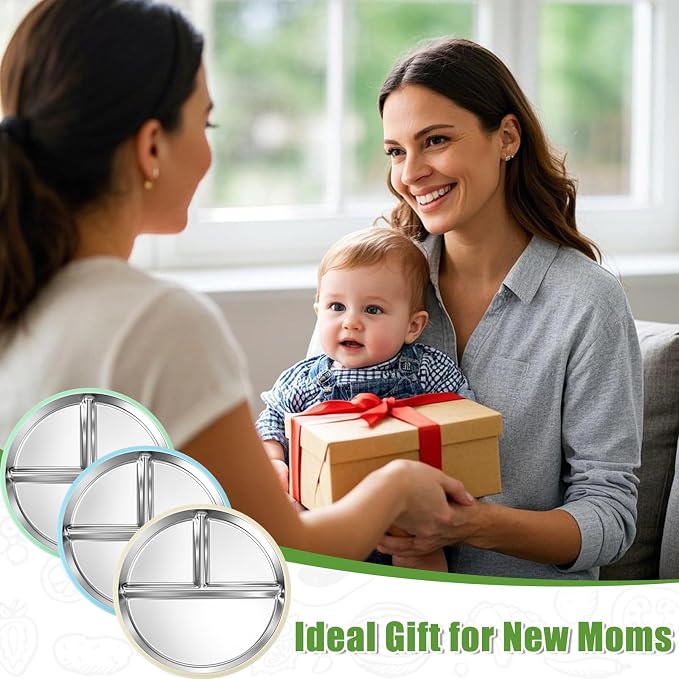 BUSOHA 3 Pack Stainless Steel Kids Plate - Image 7