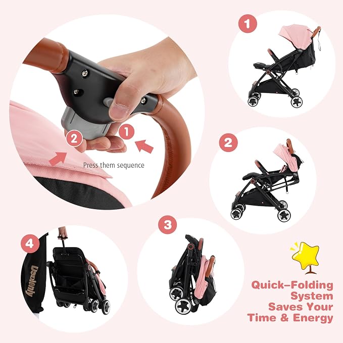 BABY JOY Lightweight Baby Stroller, Compact Toddler Travel Stroller - Image 6