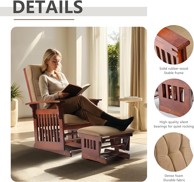 Solid Wood Rocking Glider Chair - Image 4