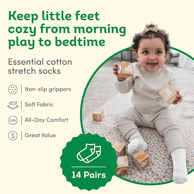 Fruit of the Loom Baby 14-Pack Grow & Fit Flex Zones Cotton Stretch Socks - Image 2
