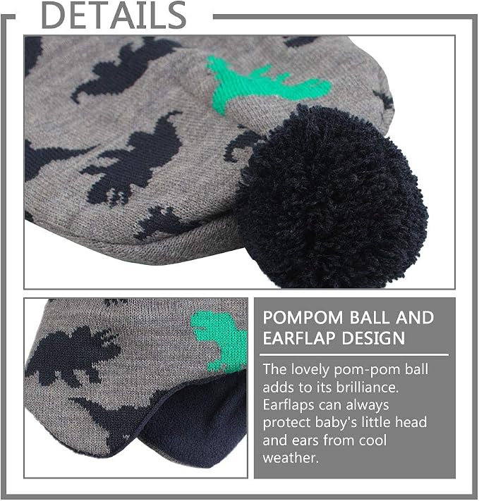 JANGANNSA Knitted Baby Hat Scarf Set Winter Warm Boys Girls Beanie Fleece - Image 3