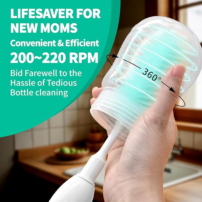 Electric Bottle Brush Cleaner, Portable Electric Baby Bottle Brush Cleaner - Image 3