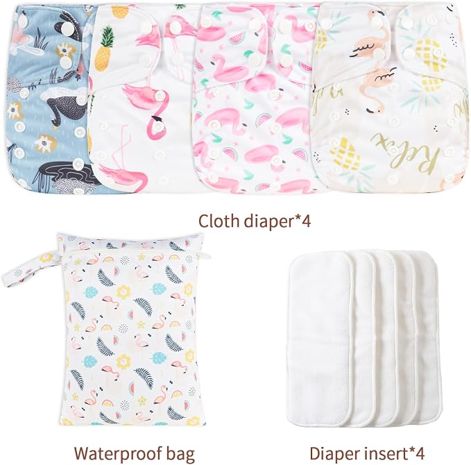HappyFlute 9 Sets Newborn Baby Cloth Pocket Diapers Adjustable Reusable - Image 2